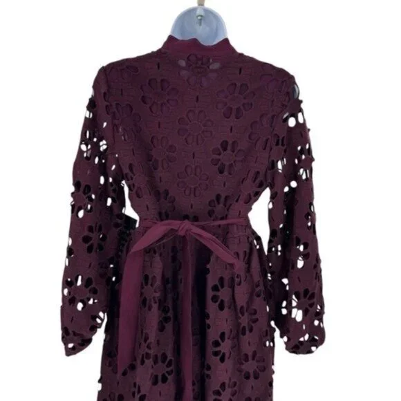 Tuckernuck NEW Merlot Lace Calliope Long Sleeve Chic Maxi Dress Size XL - Picture 9 of 12
